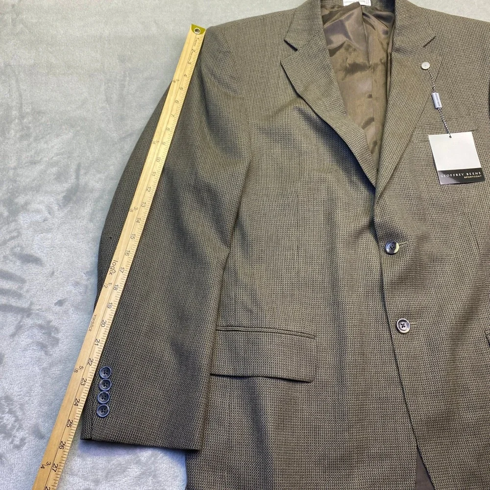Geoffrey Beene Mens 44R Brown Wool Sport Coat Blazer Estate G471 Micro Check NWT